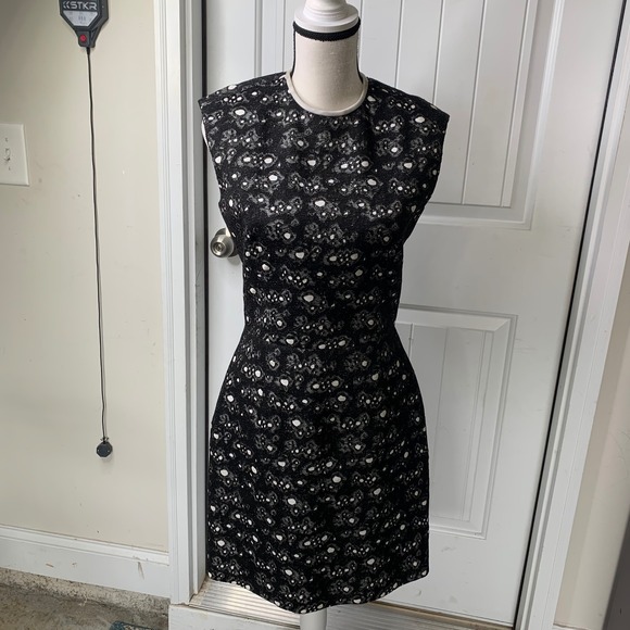 Balenciaga‎ floral perforated eyelet metallic sheath dress sz 10 US quiet luxury - Picture 1 of 8
